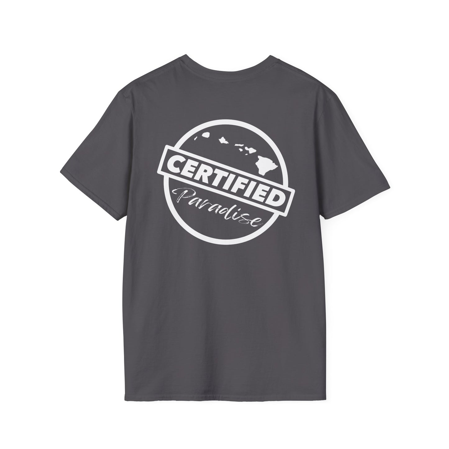Certified Paradise White Logo Unisex Softstyle T-Shirt