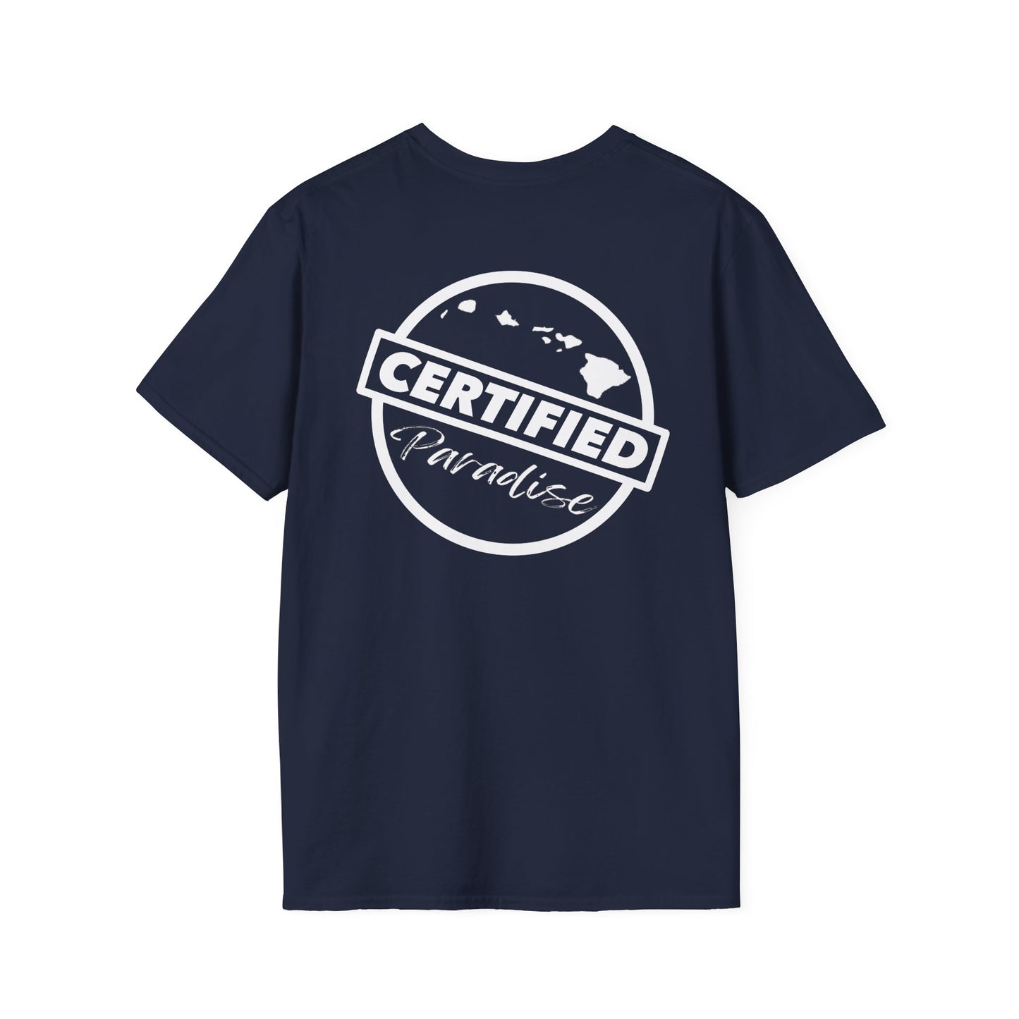 Certified Paradise White Logo Unisex Softstyle T-Shirt