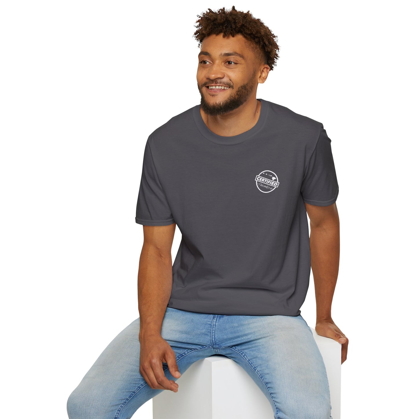 Certified Paradise White Logo Unisex Softstyle T-Shirt