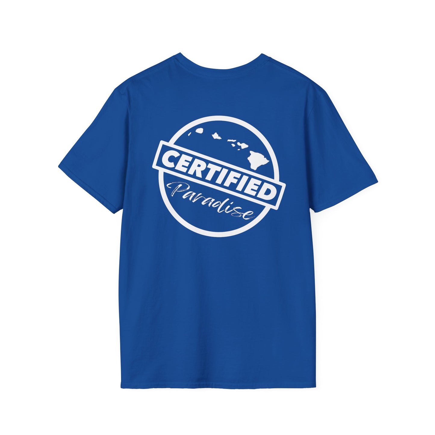 Certified Paradise White Logo Unisex Softstyle T-Shirt