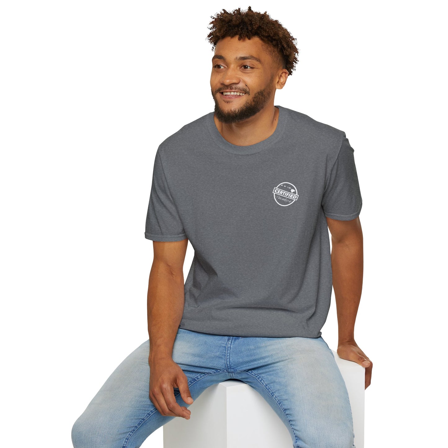 Certified Paradise White Logo Unisex Softstyle T-Shirt