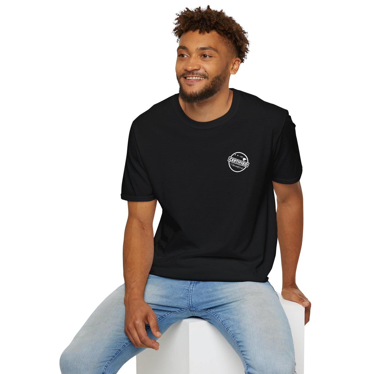 Certified Paradise White Logo Unisex Softstyle T-Shirt