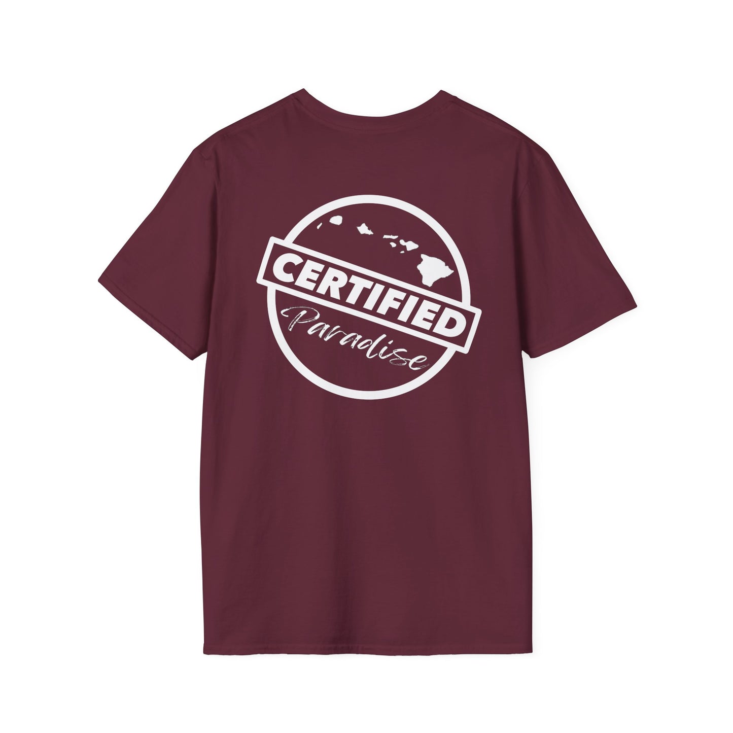 Certified Paradise White Logo Unisex Softstyle T-Shirt