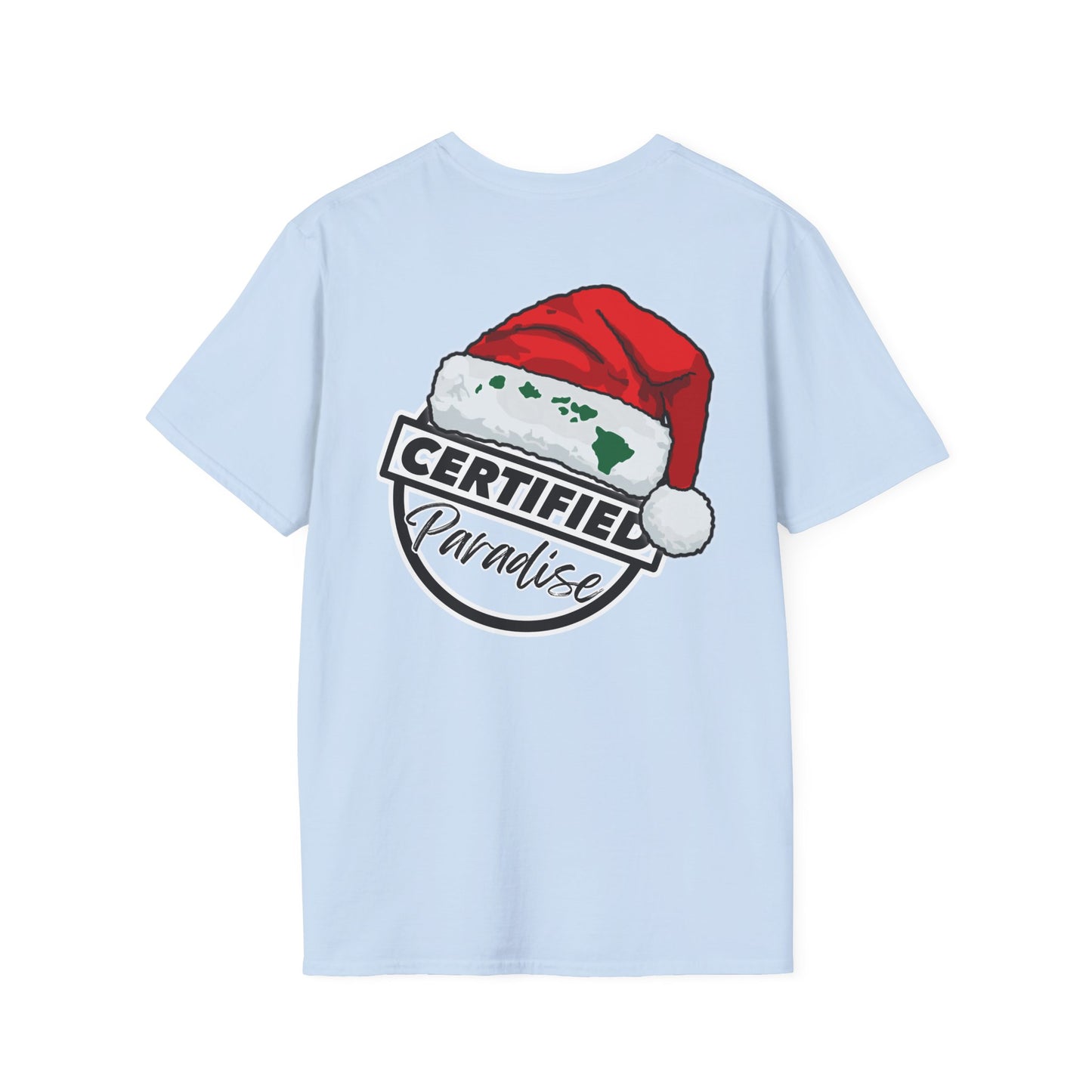 Santa Certified Paradise Unisex Softstyle T-Shirt, Holiday Shirt, Christmas Tee, Gift for Him or Her, Festive Apparel
