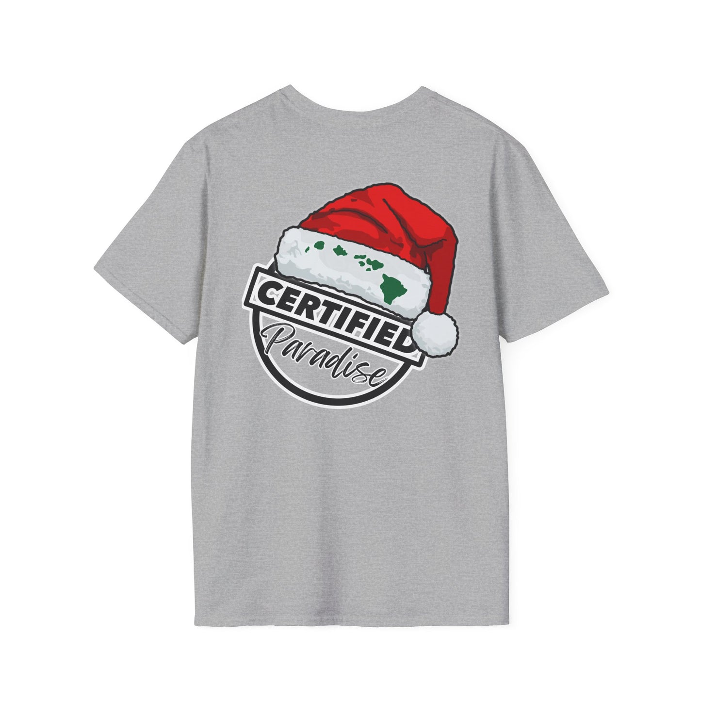 Santa Certified Paradise Unisex Softstyle T-Shirt, Holiday Shirt, Christmas Tee, Gift for Him or Her, Festive Apparel