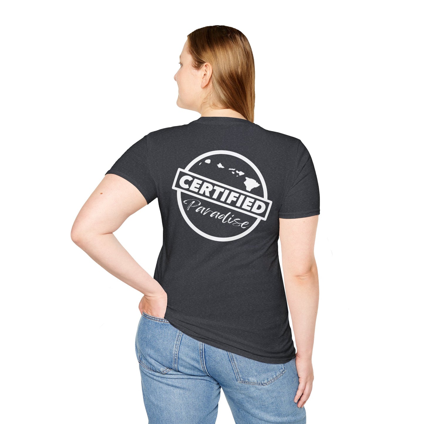 Certified Paradise White Logo Unisex Softstyle T-Shirt