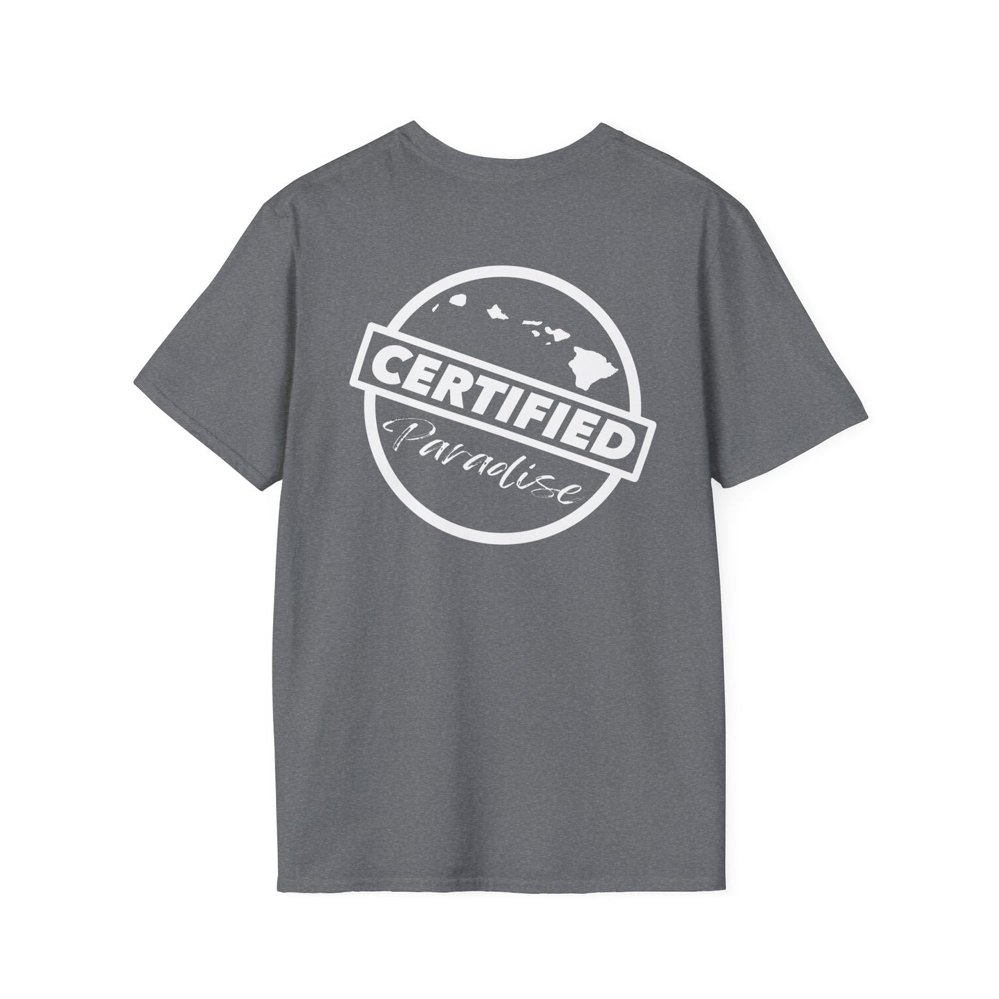 Certified Paradise White Logo Unisex Softstyle T-Shirt