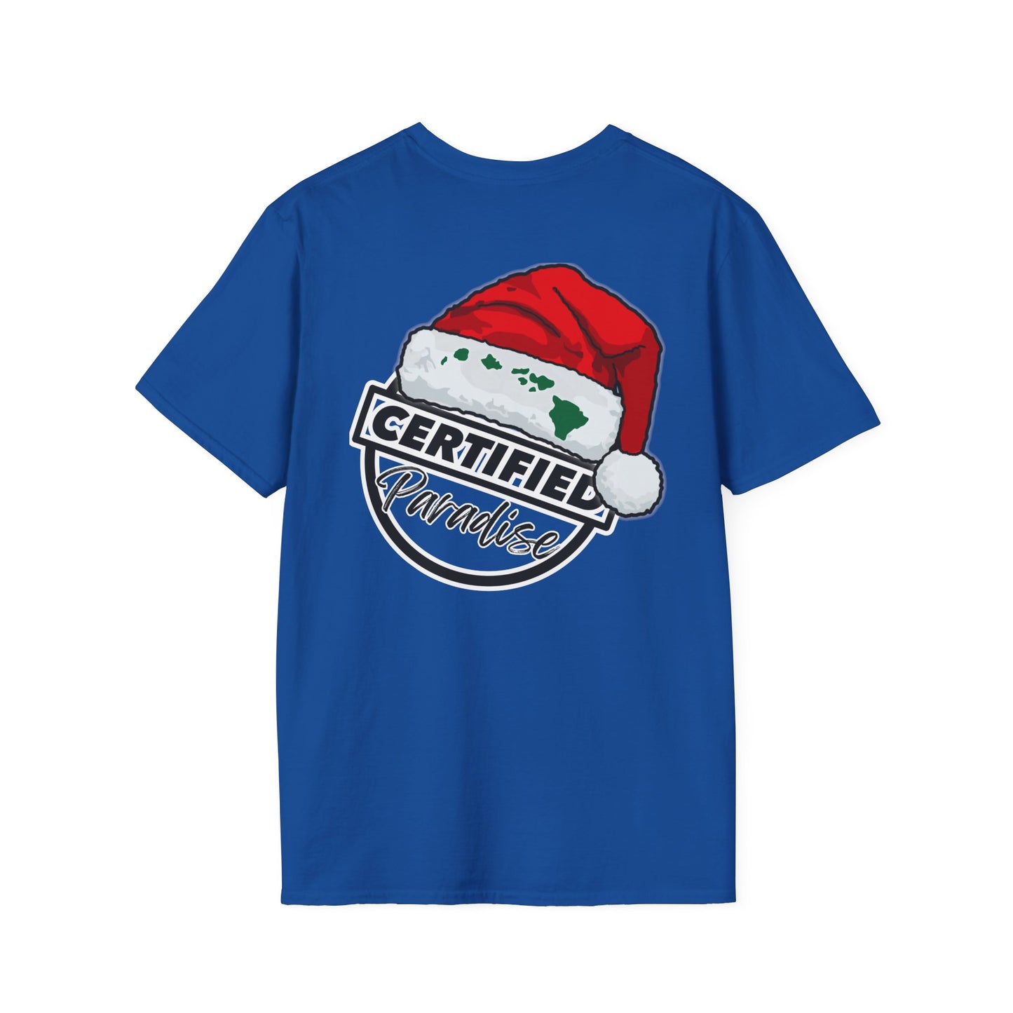 Santa Certified Paradise Unisex Softstyle T-Shirt, Holiday Shirt, Christmas Tee, Gift for Him or Her, Festive Apparel