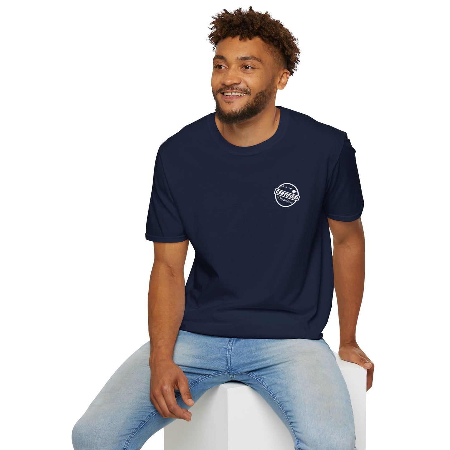 Certified Paradise White Logo Unisex Softstyle T-Shirt