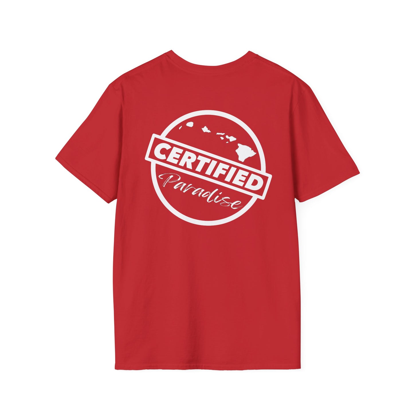 Certified Paradise White Logo Unisex Softstyle T-Shirt