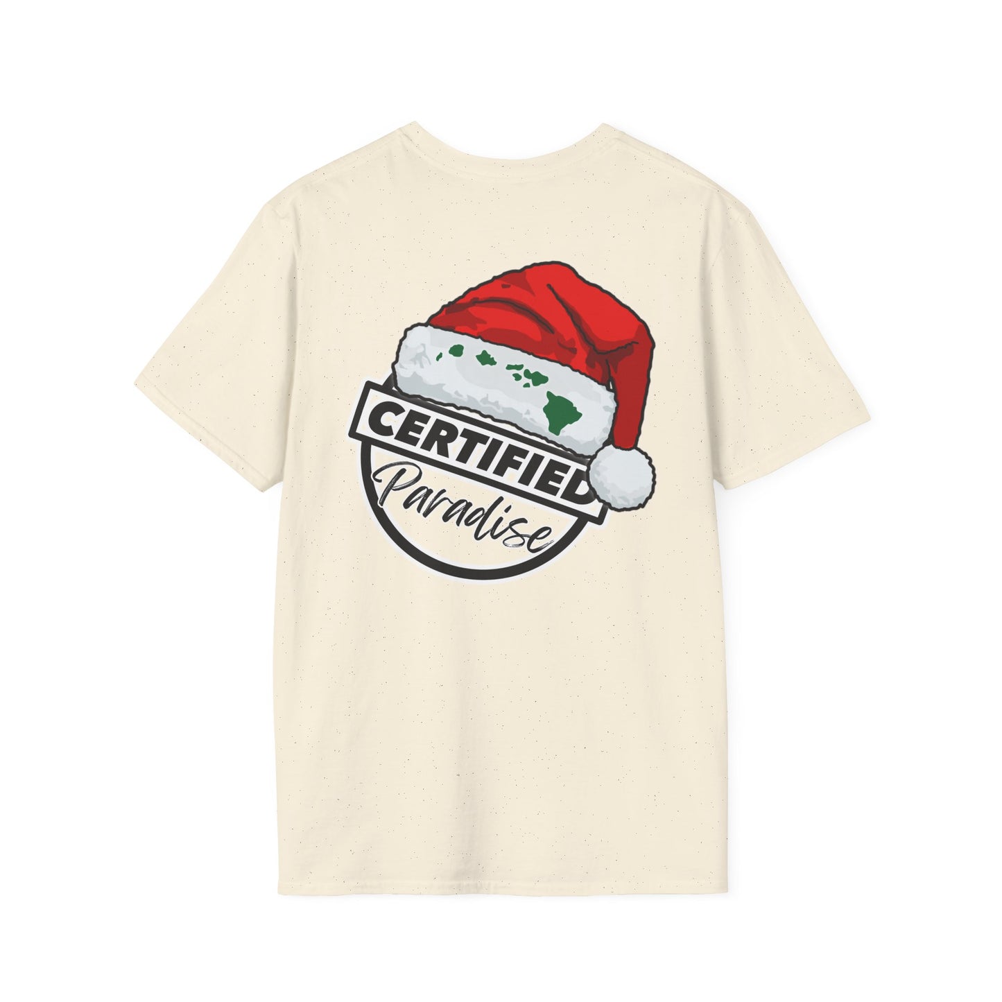 Santa Certified Paradise Unisex Softstyle T-Shirt, Holiday Shirt, Christmas Tee, Gift for Him or Her, Festive Apparel