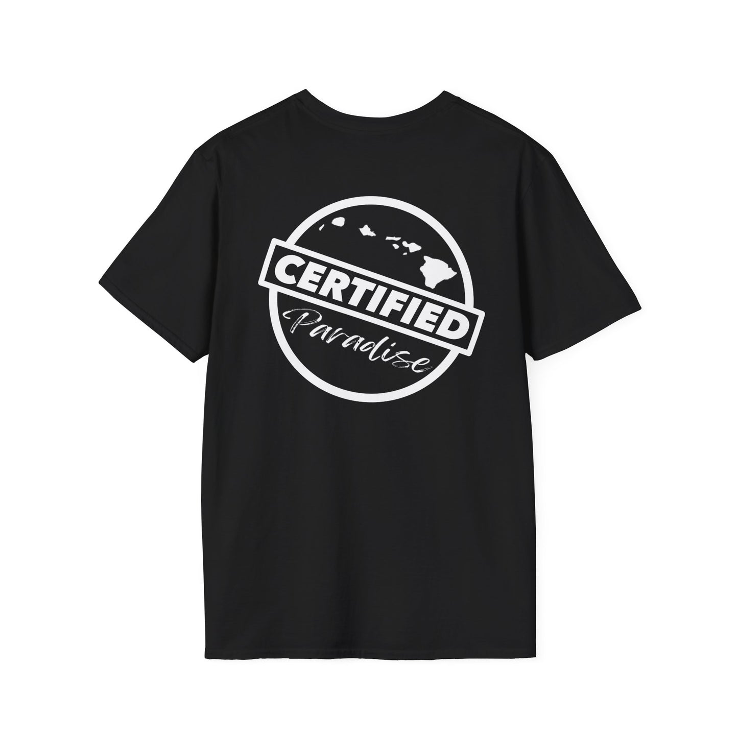 Certified Paradise White Logo Unisex Softstyle T-Shirt