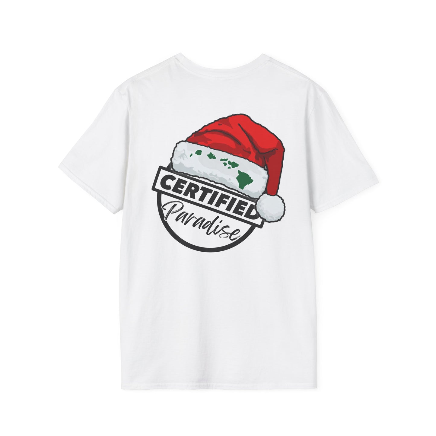 Santa Certified Paradise Unisex Softstyle T-Shirt, Holiday Shirt, Christmas Tee, Gift for Him or Her, Festive Apparel